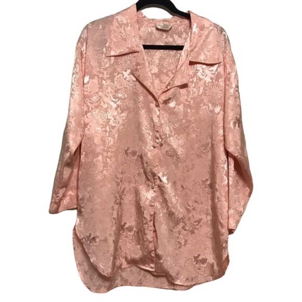 VICTORIAS SECRET Vintage Gold Label Satin Sleep Shirt Baroque Print Size Small